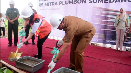 Groundbreaking pembangunan rumah sakit Mitra Plumbon Sumedang di Jalan Raya Prabu Gajah Agung, Desa Jatihurip, Kecamatan Sumedang Utara.  (Foto humas Pemkab sumedang)