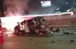 Keterangan: Kecelakaan mau di exit tol.Bawen- Semarang. (tangkapan layar dari vidio yang tersebar di Medsos dan grup- grup Wa), Sabtu 23/09/2023. (dok/Jateng Memanggil)