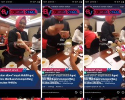 Keterangan: Kumpulan tangkapan layar di akun Tik-tok Blora Mustika.Blora. Terlihat diunggahan vidio di akun Tik-tok Blora Mustika.Blora Wabup Blora, Tri Yuli Setyowati sedang bagi- bagi uang segepok. (dok/Jateng Memanggil)