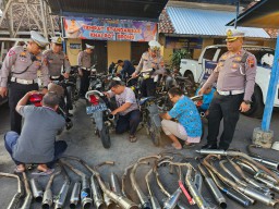 Satlantas Polresta Pati menindak 378 pelanggaran knalpot brong, dalam rangkaian Operasi Patuh Candi 2023. (Memanggil.co)