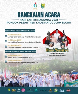 Pamflet Hari Santri Nasional 2023 Ponpes Khozinatul Ulum Blora. (Memanggil.co/Ist)