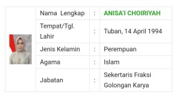 Profil singkat Anisa'i Anggota DPRD Tuban. (foto tangkap layar website DPRD Tuban)