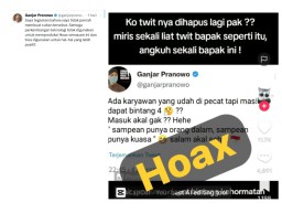 Ganjar bantah cuitan terkait karyawan bintang 4 (Memanggil.co/ akun X @ganjarpranowo)