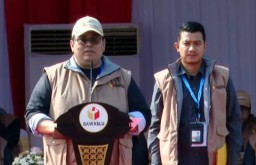 Ketua Bawaslu RI Rahmat Bagja dalam Apel Siaga Pengawasan Masa Tenang Pemilihan Serentak 2024 di Jakarta, Rabu (20/11/2024) (Memanggil.co/Antara)