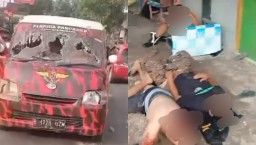 Bentrokan antara organisasi masyarakat (ormas) Pemuda Pancasila dan Gerakan Rakyat Indonesia Bersatu (GRIB) Jaya di Kabupaten Blora, Jawa Tengah, Selasa (14/1/2024) sore (Memanggil.co/tangkapan layar)