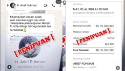 Screenshot penipuan yang mencatut nama Bupati Blora (Memanggil.co/Instagram Arief Rohman)