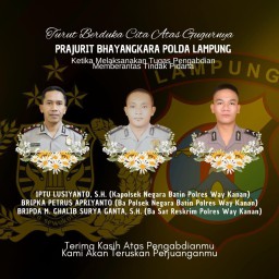 Tiga anggota Polres Way Kanan, Polda Lampung gugur saat menggerebek tempat judi sabung ayam di Kampung Karang Manik, Negara Batin, Way Kanan, Lampung (Memanggil.co/Ist)