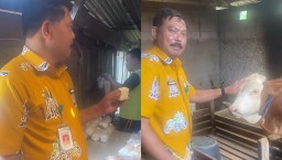 Kepala Dinas Pangan, Pertanian, Peternakan, dan Perikanan (DP4) Kabupaten Blora, Ngaliman saat mengunjungi pabrik tahu dan melihat sapi mas Brewok (Memanggil.co/Tiktok TikTok @alim_brotoseno)