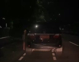 Mobil berpelat dinas Kementerian Pertahanan (Kemhan) berhenti di pinggir jalan bersama seorang wanita (Memanggil.co/Ist)