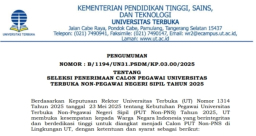 Pengumuman Ketua Panitia Seleksi Nomor B/1194/UN31.PSDM/KP.03.00/2025. (Foto: Universitas Terbuka)
