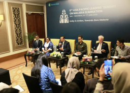 Konferensi pers Asia Pacific Leaders’ Summit on Malaria Elimination ke-9, Selasa (17/6). Foto Kemenkes.