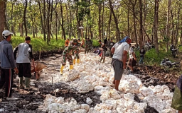 Pembangunan jalan desa hutan di Desa Kepoh, Kecamatan Jati, Kabupaten Blora. (Foto: Dok. Arief Rohman/Memanggil.co)