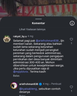 Rekam Layar dari Keluhan Netizen di Akun Instagram @ariefrohman838