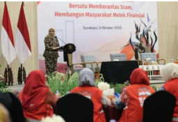 Kepala OJK Jatim Yulinda Sari membuka acara Edukasi Bersama Satgas Pasti dan KSH (Adji/Memanggil. co)