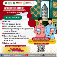 Lowongan Terbuka! MTsN Blora Cari Pembina Boarding School Laki-Laki
