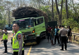 Truk Bermuatan Tebu Terguling di Jalan Blora-Cepu, Begini Kata Polisi