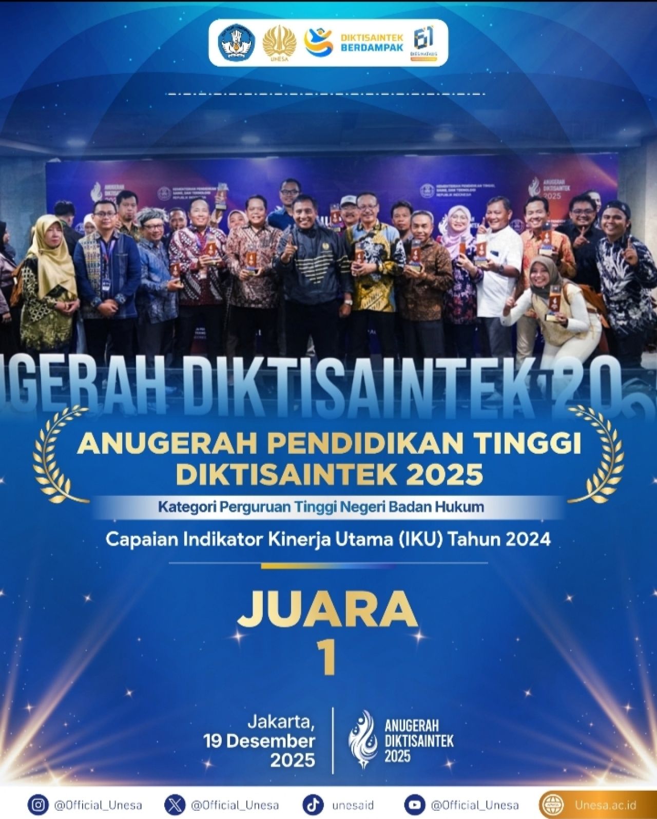 Borong 12 Penghargaan, Unesa Dominasi Anugerah Diktisaintek 2025