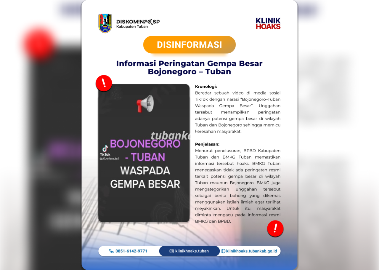 CEK FAKTA: Benarkah Akan Terjadi Gempa Besar di Tuban-Bojonegoro? Ini Penjelasan BMKG