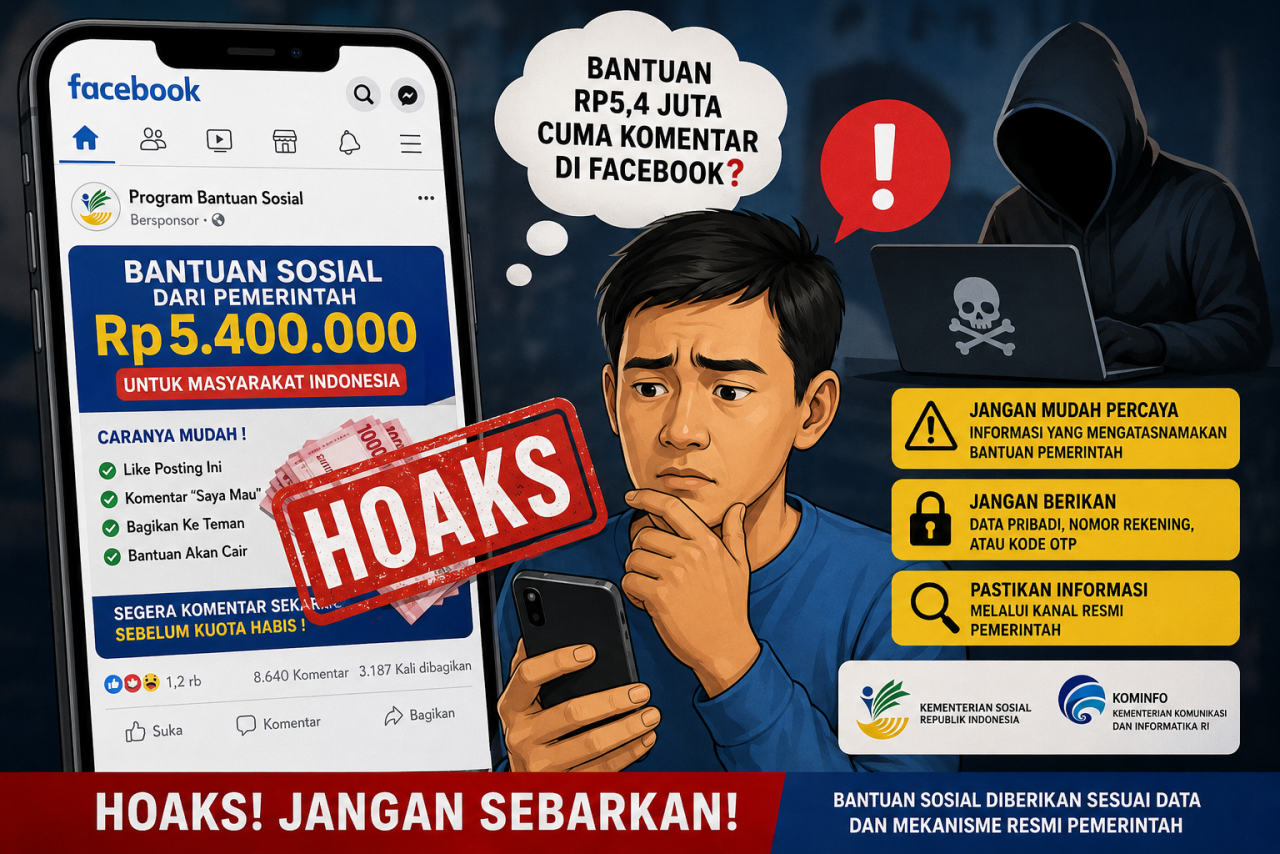 Waspada Hoaks Bansos Rp5,4 Juta Bermodal Komentar Facebook, Polisi Ingatkan Masyarakat